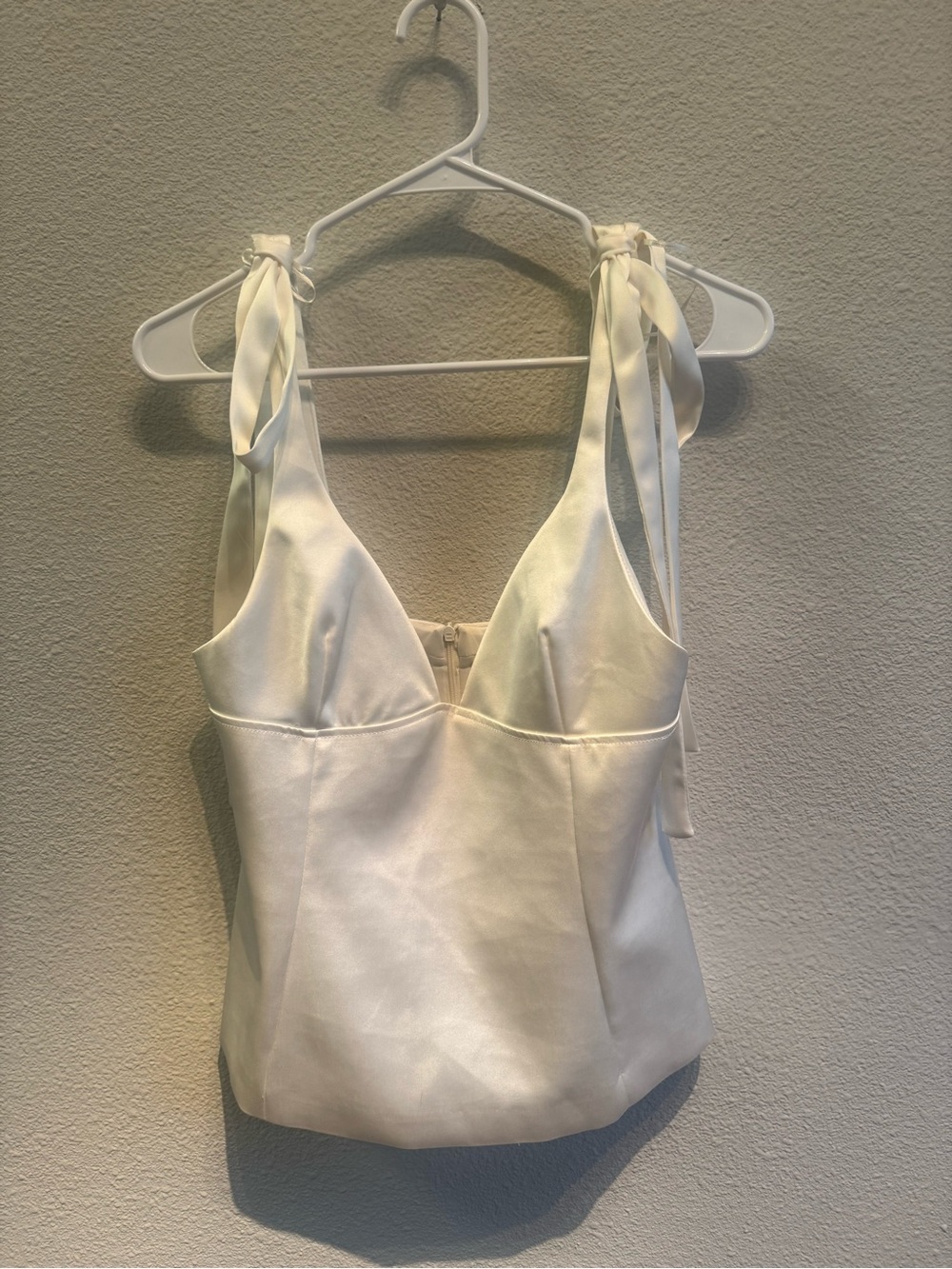 Zara NWT Satin Tie-Shoulder Camisole Top - Cream